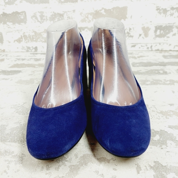 New 27 Edit Naturalizer Rebecca Blue Suede Block Heel Pumps V226 - Picture 3 of 11